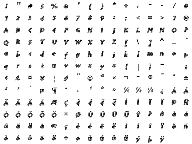 Pompeia Std Inline Italic Character Map