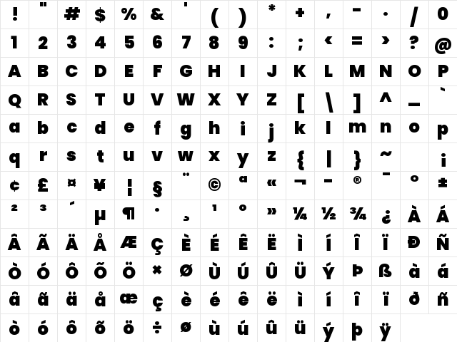 Poppins Black Regular Character Map Poppins Black Regular Character Map