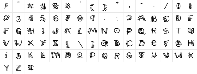 PopticsThree Regular Character Map