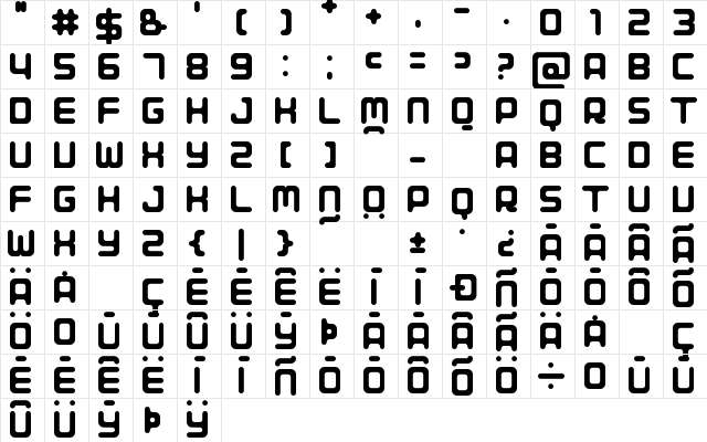 Porque Regular Character Map