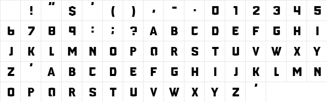 PORT118 Regular Character Map