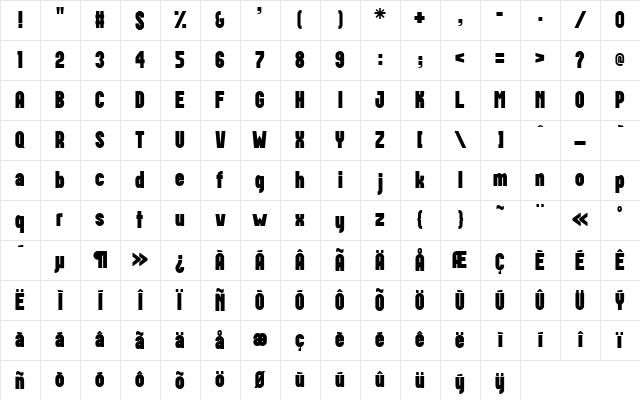 Postillon Regular Character Map Postillon Regular Character Map