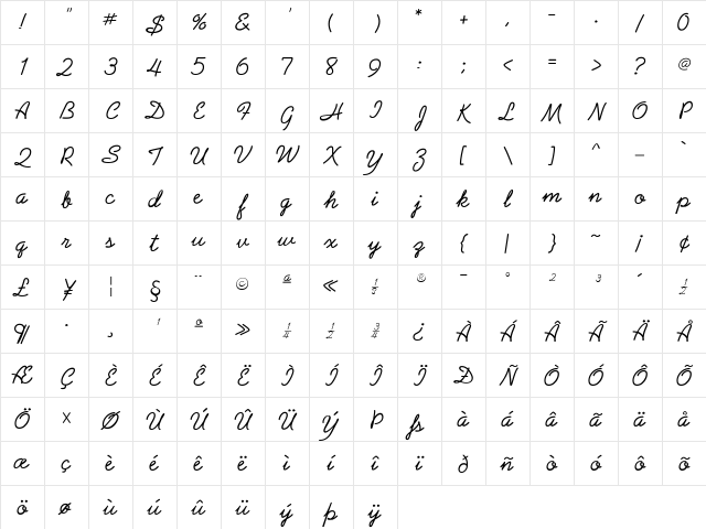 PreludeFLF Regular Character Map