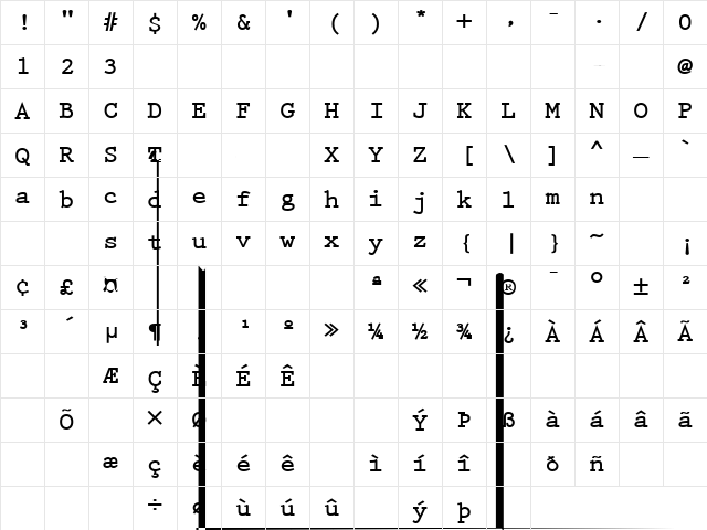 Prestige Elite Bold Character Map Prestige Elite Bold Character Map