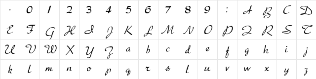 Presto Regular Character Map