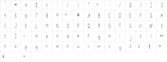 Primadona Regular Character Map
