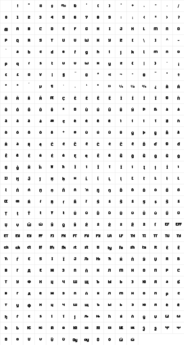 ProLamina 2 Regular Character Map