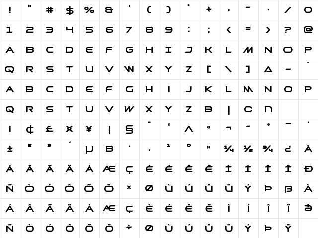 Promethean Bold Bold Character Map Promethean Bold Bold Character Map
