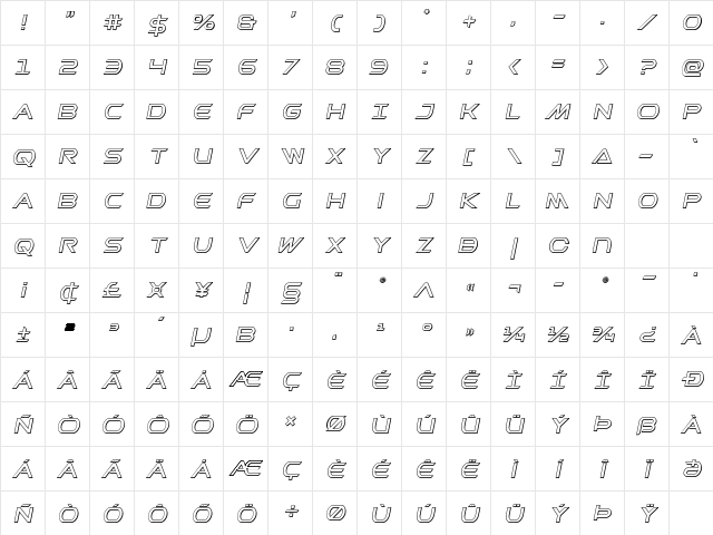 Promethean Outline Italic Outline Italic Character Map Promethean Outline Italic Outline Italic Character Map