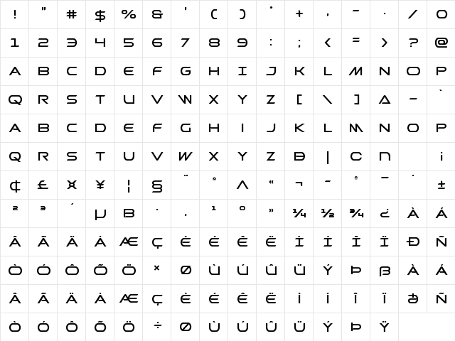 Promethean Title Regular Character Map