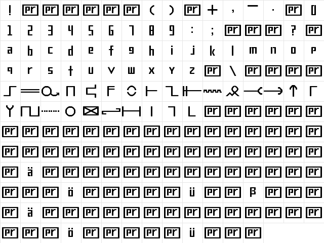 Proofreader Regular Character Map