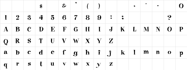 Moxie Regular Character Map
