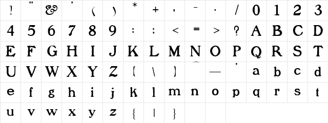 Prophet Regular Character Map