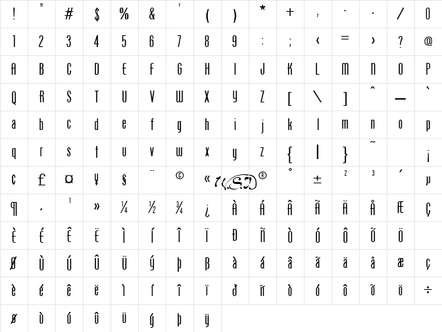 Protege Regular Character Map
