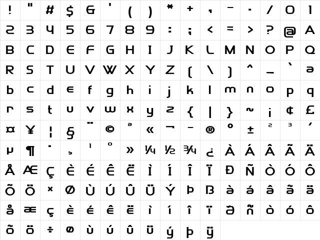 Proxima Fontauri Bold Character Map