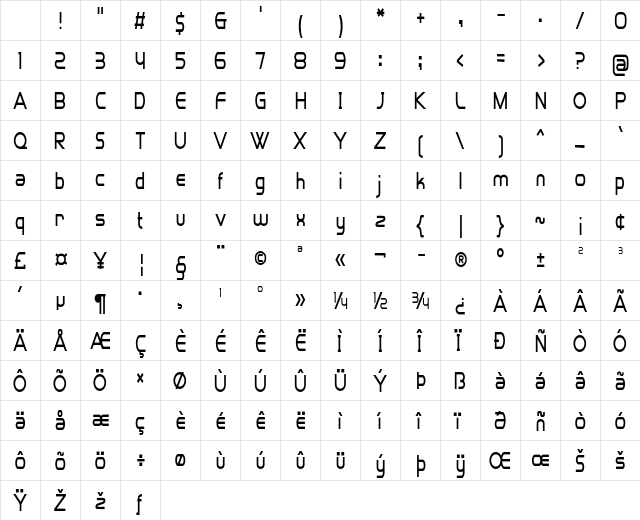 Proxima Fontauri Condensed Regular Character Map Proxima Fontauri Condensed Regular Character Map