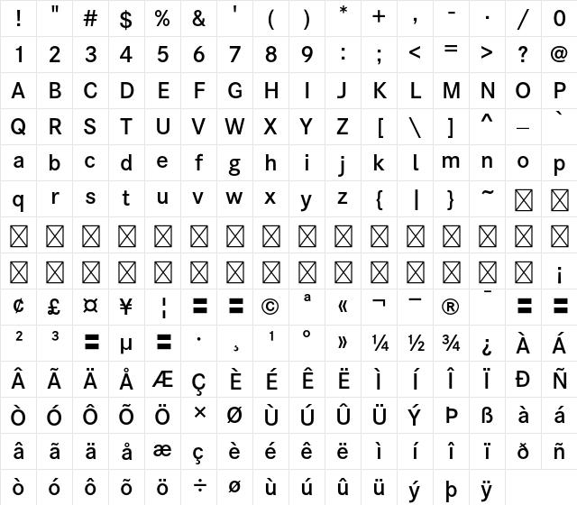 A P-OTF Shuei Anti StdN B Character Map