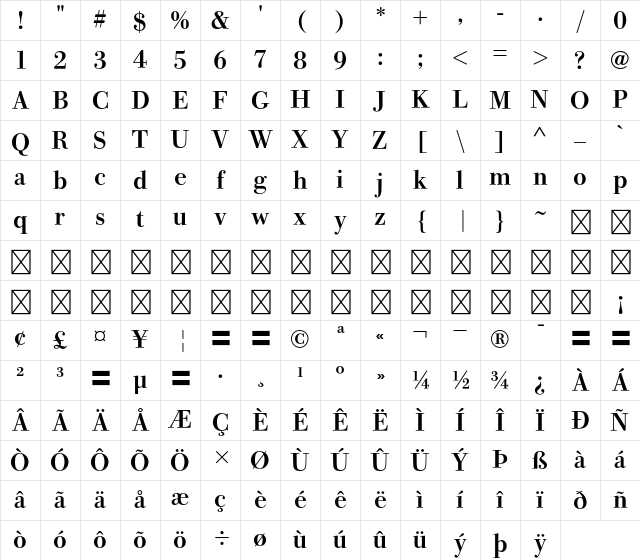A P-OTF Shuei 4goBKana StdN H Character Map
