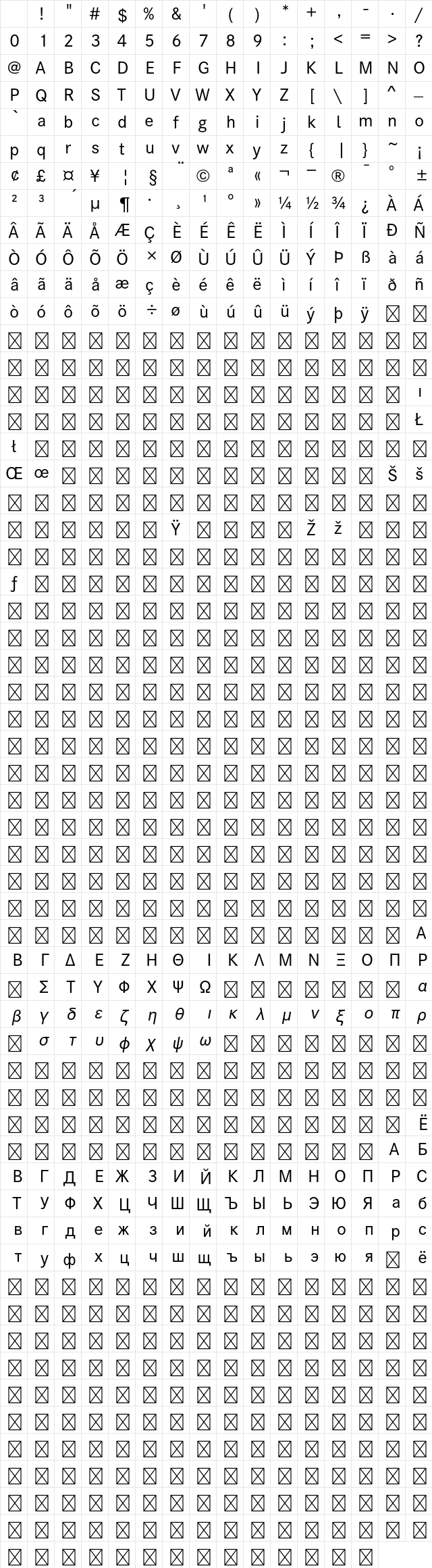 A P-OTF Shuei KakuGo Kin StdN M Character Map A P-OTF Shuei KakuGo Kin StdN M Character Map