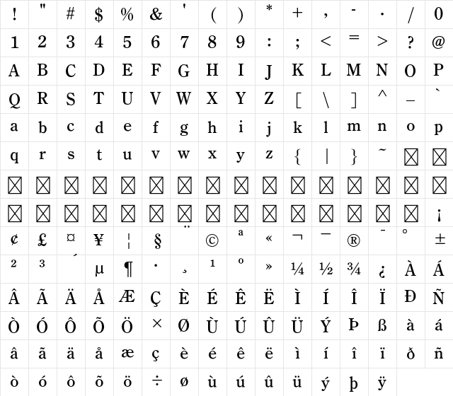 A P-OTF Shuei YobuMin StdN B Character Map