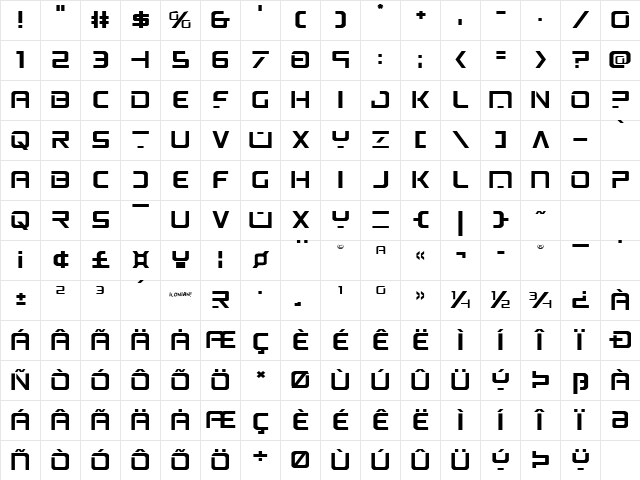 PsYonic VII Expanded Expanded Character Map PsYonic VII Expanded Expanded Character Map