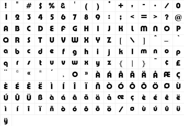 PumpOpti DemiBold Character Map