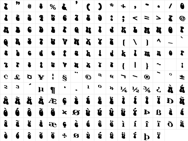 PuppyLikeNew32 Bold Character Map