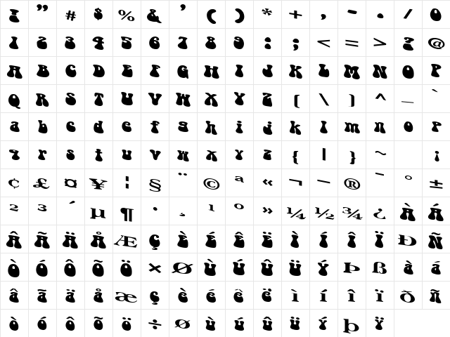 PuppyLikeNew32 Regular Character Map