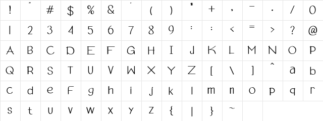 Aurista Regular Character Map Aurista Regular Character Map