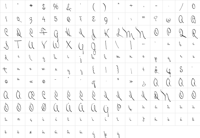 Mr Donaldson Regular Character Map