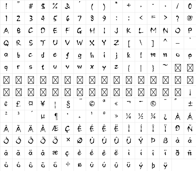 A P-OTF Utayomi Std M Character Map
