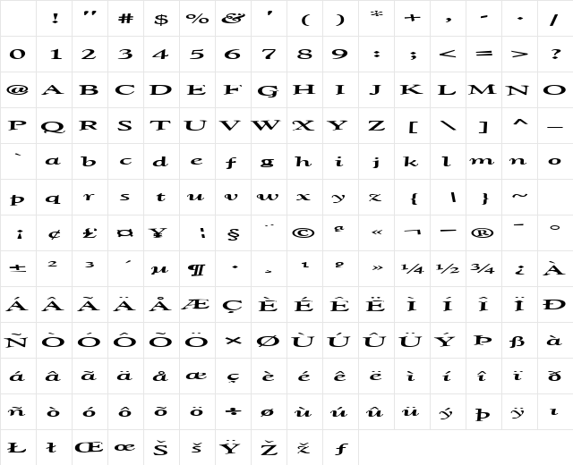 PutForthNew40 Regular Character Map PutForthNew40 Regular Character Map