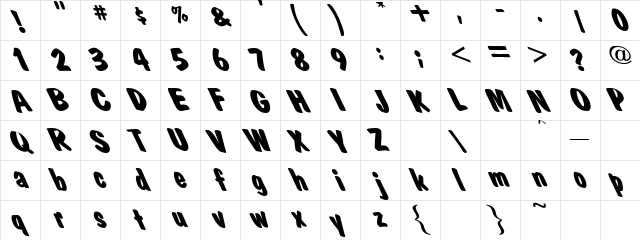 Market Bold Left Regular Character Map