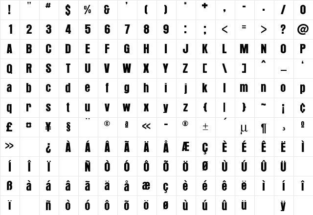 Aurora Regular Character Map