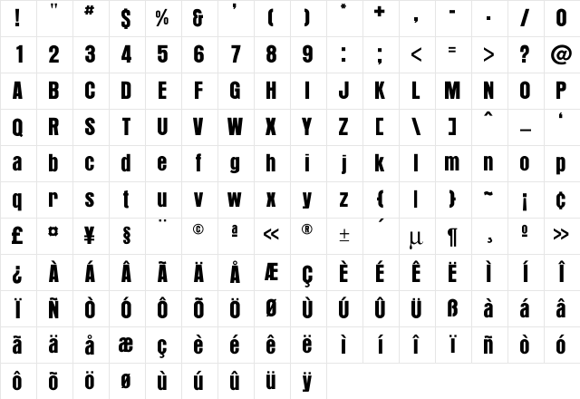 Aurora Regular Character Map