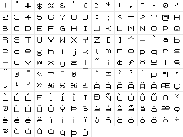 Aurora 24 Regular Character Map