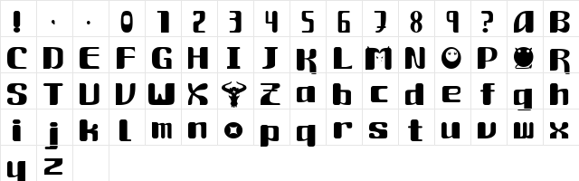AuroraDevil-Bold Regular Character Map