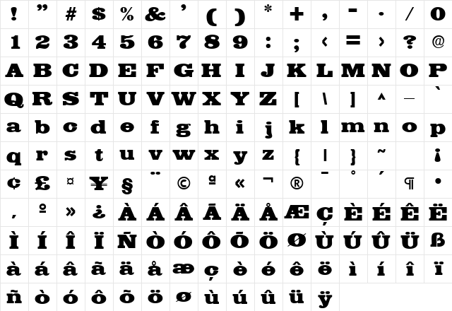 MsSprattSSK Regular Character Map