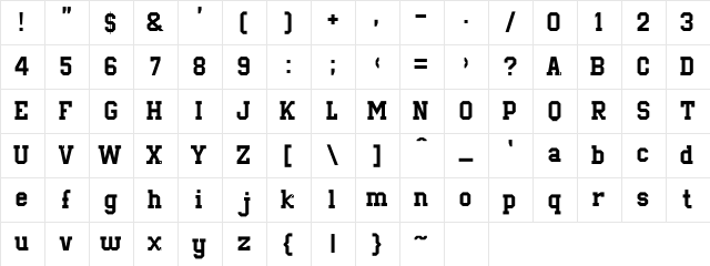 MStar2 Regular Character Map