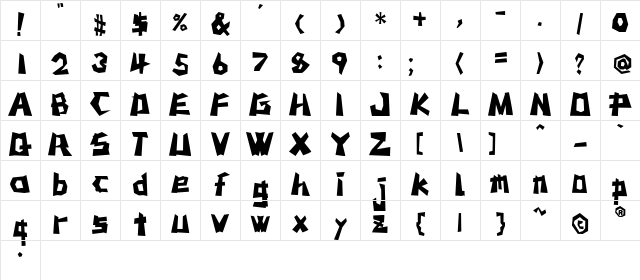 MSTK RUFCUT Character Map MSTK RUFCUT Character Map