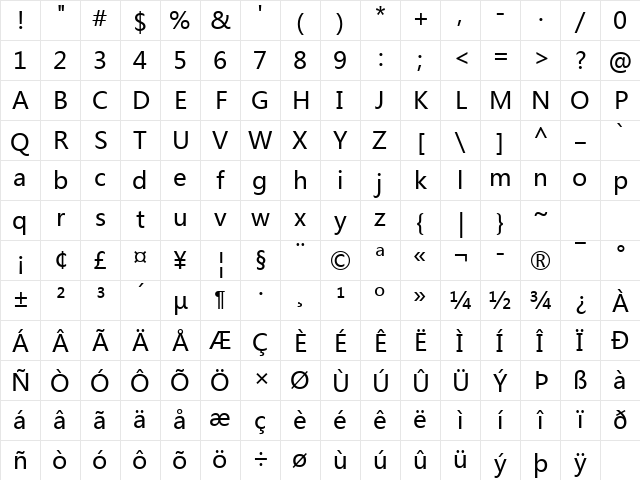 Microsoft YaHei Regular Character Map Microsoft YaHei Regular Character Map