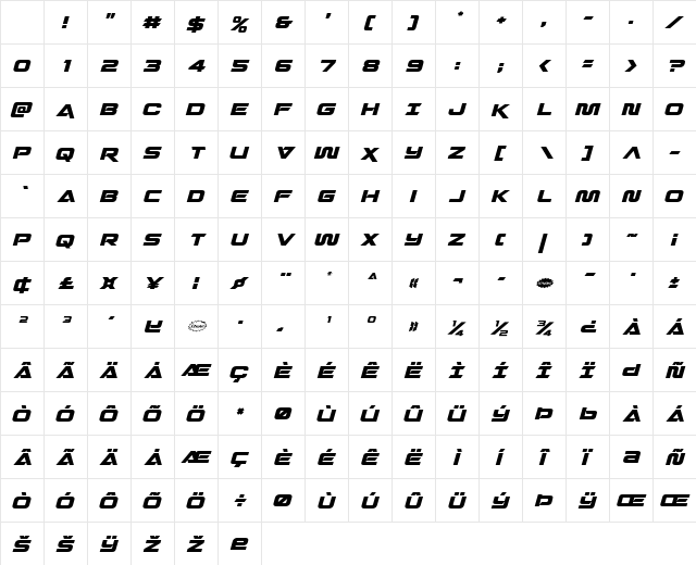 Quark Storm Italic Character Map Quark Storm Italic Character Map