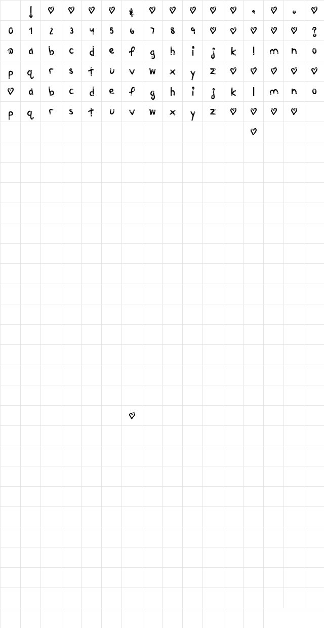 MTF Chunkie Regular Character Map MTF Chunkie Regular Character Map