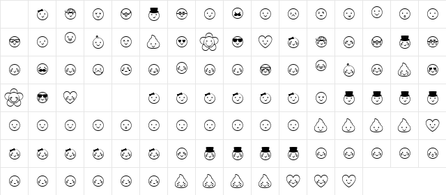 MTFCheekyEmojiDoodles Regular Character Map