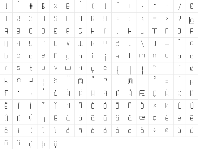 Quattro Light Character Map