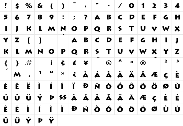 Austere Black SSi Black Character Map