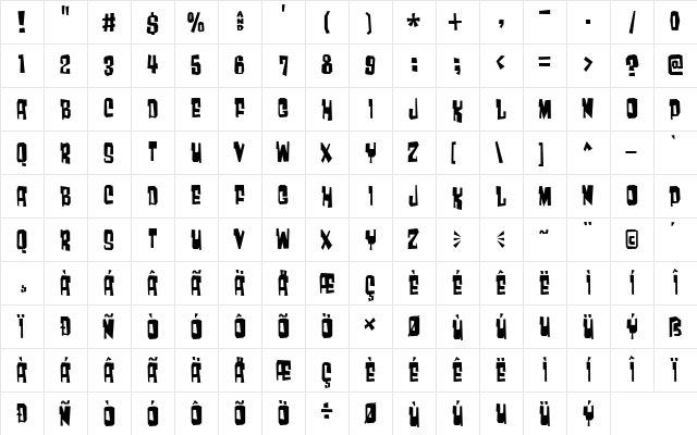 Much too loud Regular Character Map