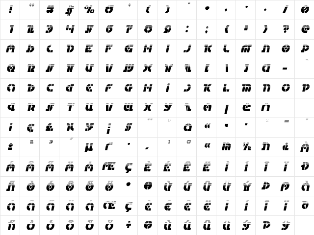 Questlok Halftone Italic Italic Character Map