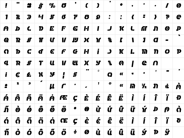 Questlok Semi-Italic Semi-Italic Character Map Questlok Semi-Italic Semi-Italic Character Map
