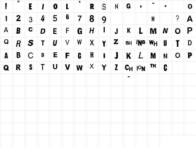 Quick End Jerk Regular Character Map